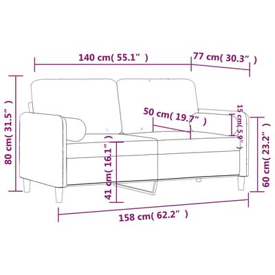 vidaXL Tweezitsbank met sierkussens 140 cm fluweel zwart