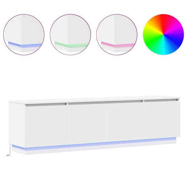 vidaXL TV-kast met LED Wit 180 x 38 x 49 cm Bewerkt hout