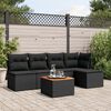 vidaXL 6-delige Loungeset met kussens poly rattan zwart