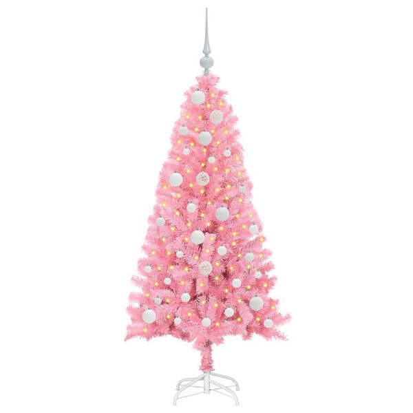 vidaXL Kerstboom met 150 LED met standaard Roze 120 cm PVC