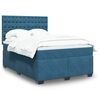 vidaXL Boxspring met matras fluweel blauw 140x200 cm