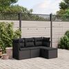 vidaXL 4-delige Loungeset met kussens poly rattan zwart