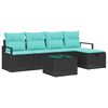 vidaXL Bankstel 6 st 5-Aantal zitplaatsen Zwart en Turquoise