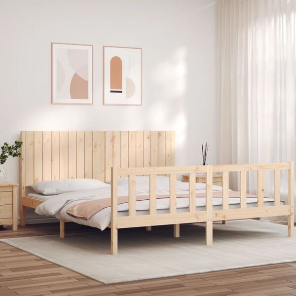 vidaXL Bedframe met hoofdbord massief hout