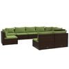 vidaXL 9-delige Loungeset met kussens poly rattan bruin