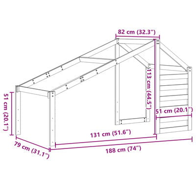 vidaXL Kinderbedhuisje 188x82x113 cm massief grenenhout