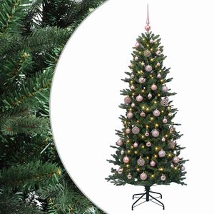 vidaXL Kunstkerstboom met kerstbal 180 cm 300 LED's Warmwit PVC en PE