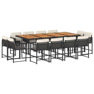 vidaXL 13-delige Tuinset met kussens poly rattan zwart