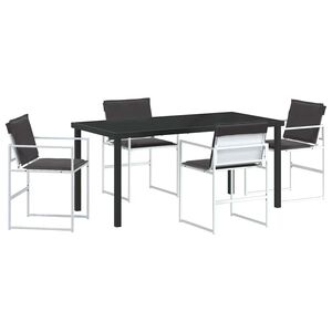 vidaXL Tuin eettafelset 5 pcs Wit Textilene en staal