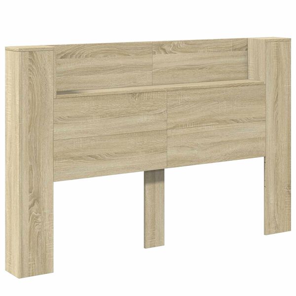 vidaXL Hoofdbord Kast met LED met plank Sonoma 160 x 16,5 x 103,5 cm