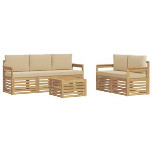 vidaXL Buiten bankenset 6 st Wit en Beige Polyester