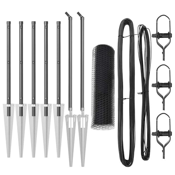 vidaXL Afrasteringspaal Grijs 10 x 0,8 m (13 mm gaas) Staal en PVC