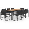 vidaXL 9-delige Tuinset PVC-rattan zwart en bruin