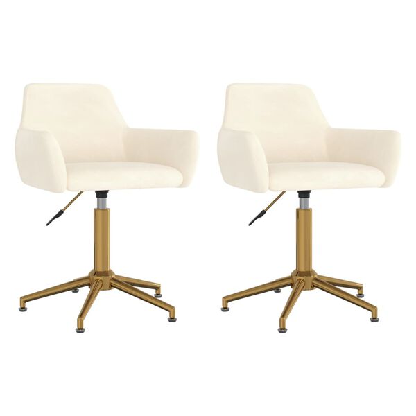 vidaXL Eetkamerstoelen draaibaar 2 st fluweel cr&egrave;mekleurig