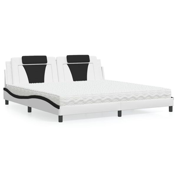 vidaXL Bed "Viana" met matras kunstleer wit en zwart 200x200 cm