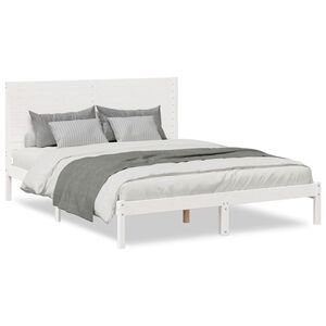 vidaXL Bedframe extra lang zonder matras massief hout wit 160x210 cm