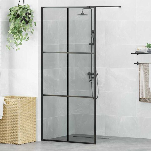 vidaXL Inloop Douche Wand Zwart 90 x 195 cm gehard glas