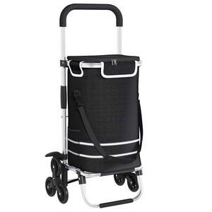 vidaXL Winkel trolley 1 Zwart 47 x 39 x 100,5 cm Oxford stof