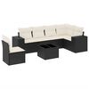 vidaXL 7-delige Loungeset met kussens poly rattan zwart