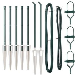 vidaXL Hekpalen 7 pcs Groen &Oslash;32mm 60 cm Gegalvaniseerd staal