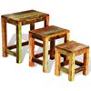 vidaXL 3-delige Bijzettafeltjesset vintage stijl gerecycled hout