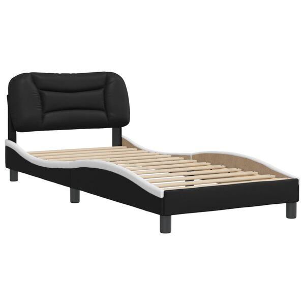 vidaXL Bedframe zonder matras "Hvar" kunstleer zwart en wit 80x200 cm
