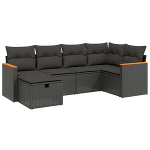 vidaXL 6-delige Loungeset met kussens poly rattan beige