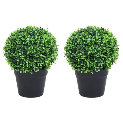vidaXL Kunstplanten met pot 2 st buxus bolvorming 27 cm groen