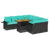 vidaXL 9-delige Loungeset met kussens poly rattan zwart
