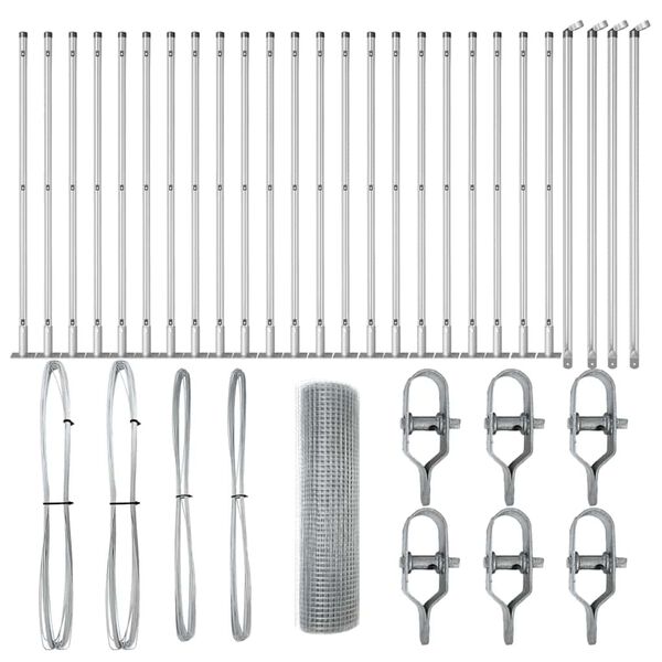 vidaXL Afrasteringspaal Zilver 100 x 0,8 m (19 x 19 mm gaas) Staal