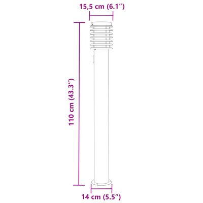 vidaXL Buitenvloerlamp met stopcontact 110 cm roestvrijstaal zilver