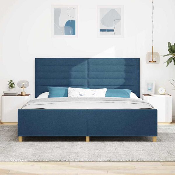 vidaXL Bedframe met hoofdeinde Blauw 200 x 200 cm Stof