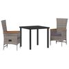 vidaXL Tuin eettafelset 3 st Grijs Gepoedercoat staal