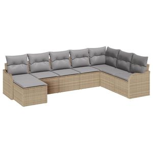 vidaXL Tuin Sofa Set met kussen 8 pcs beige en lichtgrijs Poly riet