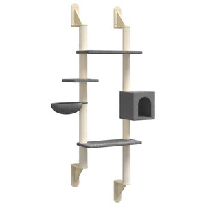vidaXL Kattenmeubel wandgemonteerd met krabpaal 180 cm donkergrijs