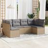 vidaXL 6-delige Loungeset met kussens poly rattan beige
