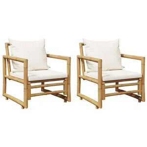 vidaXL Tuinstoelen 2 st met kussens bamboe