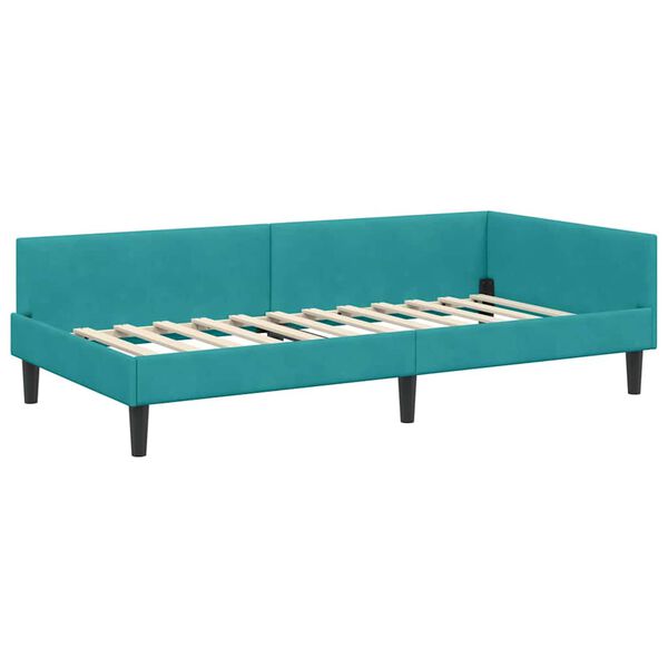 vidaXL Hoekbedframe Turquoise 80 cm x 200 cm VelvetenPlywood