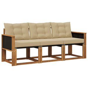 vidaXL Buiten bankenset met kussen 3 pcs Natuurlijk en Beige