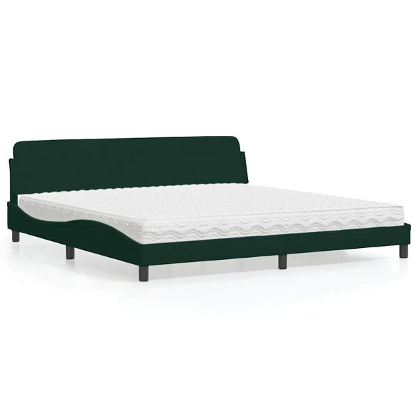 vidaXL Bed met matras "Dover" fluweel donkergroen 200x200 cm