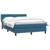 vidaXL Boxspring met matras fluweel donkerblauw 140x210 cm