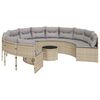 vidaXL Tuinbank met tafel en kussens rond poly rattan beige