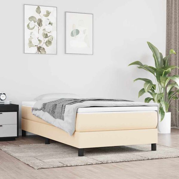 vidaXL Boxspring bed 80x200 cm stof cr&egrave;mekleurig
