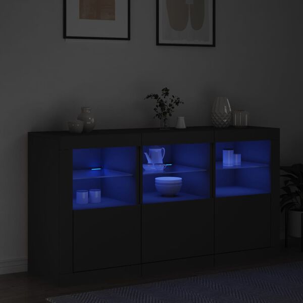 vidaXL Dressoir met LED-verlichting 123x37x67 cm zwart