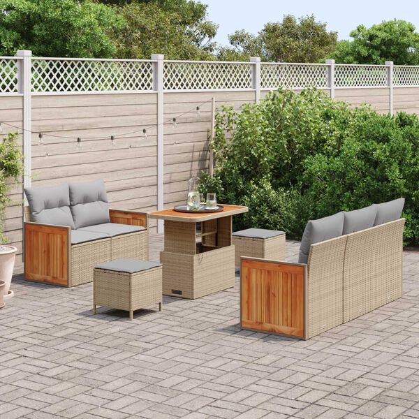 vidaXL Tuinbankenset met kussen 8 pcs Beige en Licht Grijs