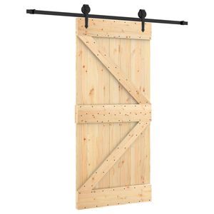 vidaXL Schuifdeur Naturel en Zwart 95 x 210 cm Massief Grenenhout
