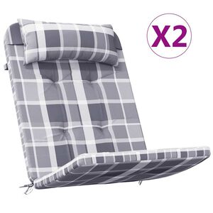 vidaXL Stoelkussens 2 st Adirondack ruitpatroon oxford stof grijs