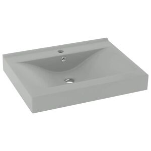 vidaXL Wastafel met kraangat 60x46 cm keramiek mat lichtgrijs