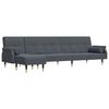 vidaXL Slaapbank L-vormig 271x140x70 cm fluweel donkergrijs