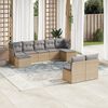 vidaXL 9-delige Loungeset met kussens poly rattan beige